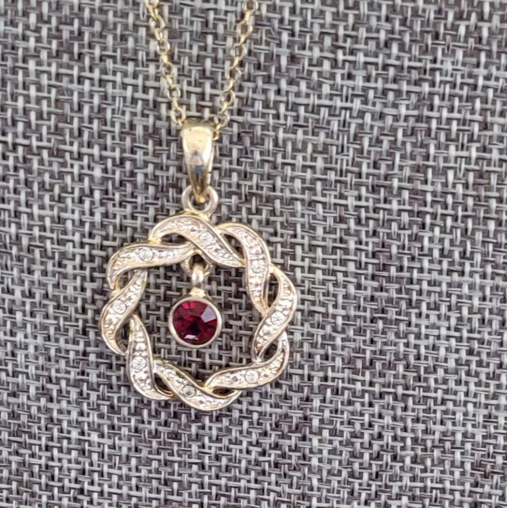 Vintage Rhinestone Circle with Dangling Pendant